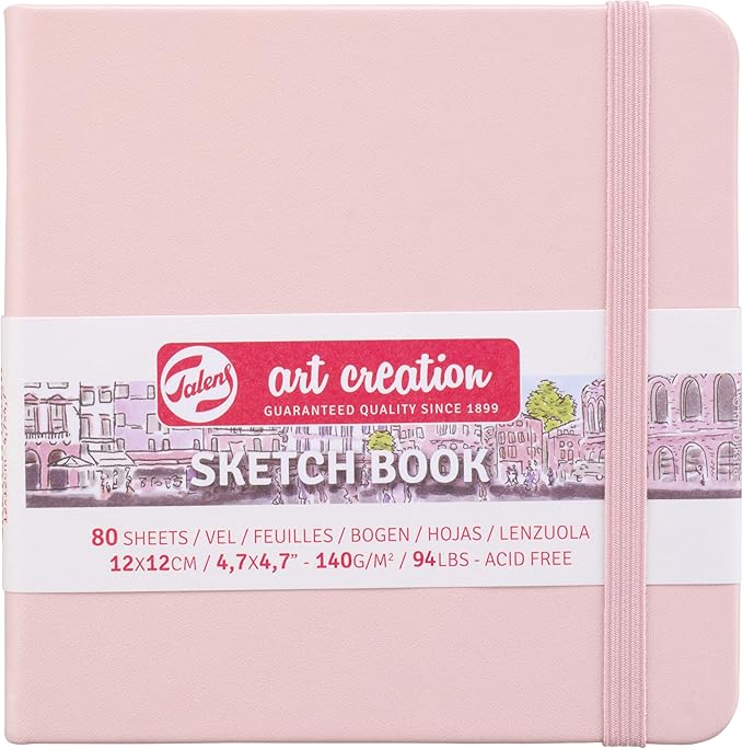 royal talens t9314-014m 441750 talens art creation sketchbook, drawing notebook, 4.7 x 4.7 inches (12 x 12 cm), pastel pink
