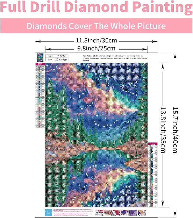 GEEHEIY Aurora Diamond Art Kits for Adults, 5D Starry Sky Diamond Painting Kits for Beginner, DIY Full Drill Round Gem Art for Home Wall Decor 12 x16 Inch