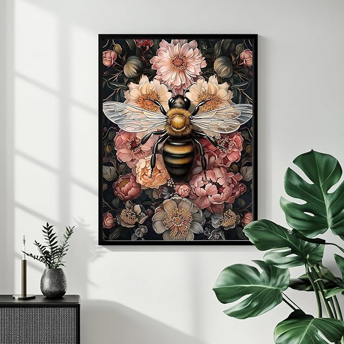 Paint by Numbers for Adult, Bee Paint by Numbers Kit for Adults Beginners, DIY Acrylic Painting on Canvas for Home Wall Art Decor 16x20 Inch