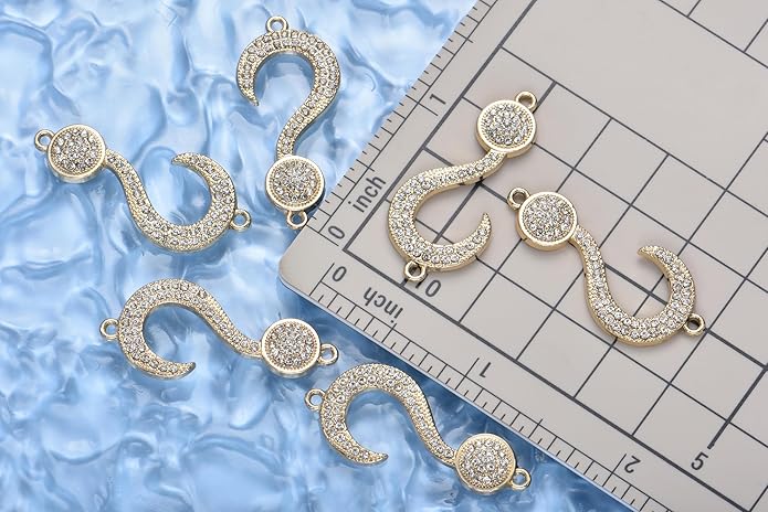 Pack of 20 Rhinestone Charms Gold Plated Pendants Pave Crystal Accessories for Necklace Bracelet Jewelry Making DIY Crafting