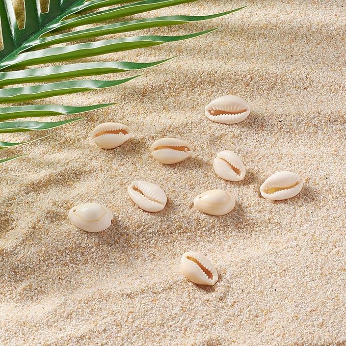 Cheriswelry 50pcs White Natural Spiral Shell Beads Sea Shells Beach Spacer Beads Charms Cowrie Shells Loose Beads 17~22mm 1mm Hole for Summer DIY Earring Bracelet Necklace Jewelry Making