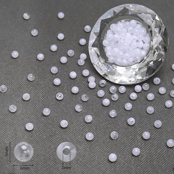 bonny boxx 1000pcs 6mm white jade round beads, smooth acrylic balls, plastic resin gumball bubblegum chunky beads for necklace & bracelet making, crafting supplies