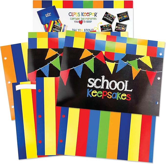 Denise Albright School Memory Scrapbook (3 Sets) Refill Extra Pockets and Photo Pages Kits for Class Keeper® Memory Keepsake Book for Girls and Boys