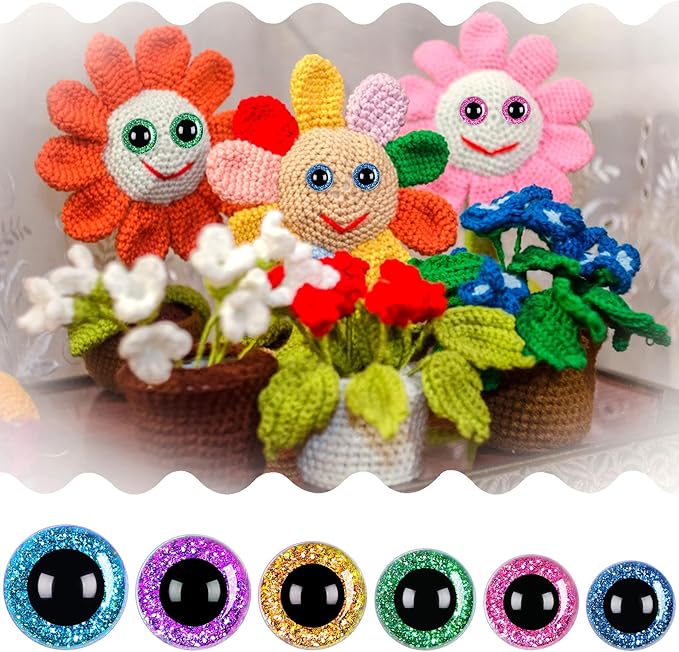 UPINS 180 Pieces 10-20 mm Large Safety Eyes and Nose with Washers for Amigurumi Stuffed Animal Eyes Plastic Craft Doll Crochet Eyes for DIY of Puppet, Bear, Toy Making Supplies (Assorted Colors)