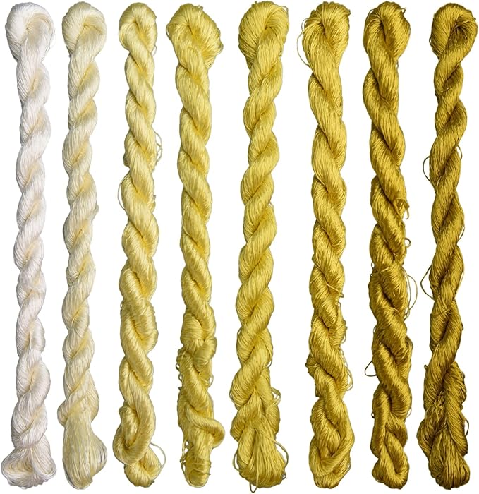 Natural 100% Silk Thread, Handmade Embroidery Thread Silk Floss 8 Colors 110m Each (63)