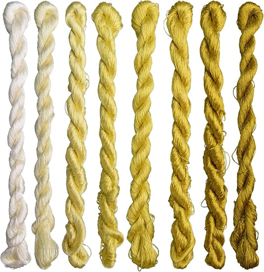 Natural 100% Silk Thread, Handmade Embroidery Thread Silk Floss 8 Colors 110m Each (63)