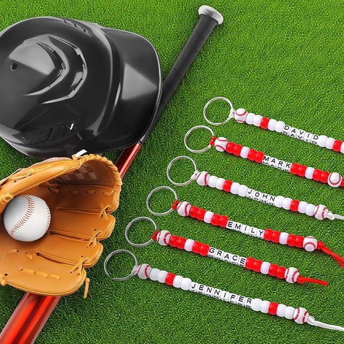 Landical 564 Pcs Baseball Keychain Making Kit DIY Baseball Bead Key Chain Craft Adjustable Sport Letter Bead Charm Sport Theme Party Favor Gift Backpack Accessories Holiday Decoration(Novel Color)