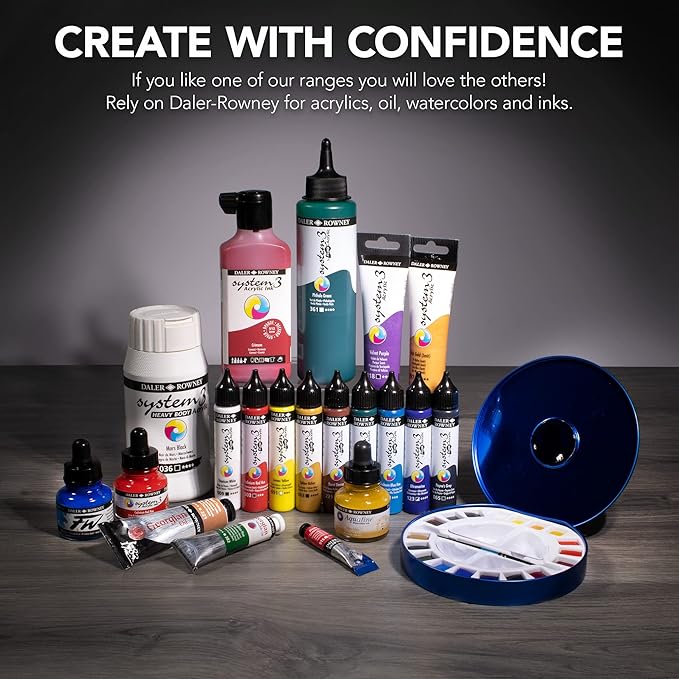 Daler-Rowney Aquafine Watercolor Ink 6-Color Intro Set with Marker - Versatile Liquid Watercolor Ink for Artists and Students - Use with Paint Brushes, Technical Pens, Airbrushes, and Paint Markers
