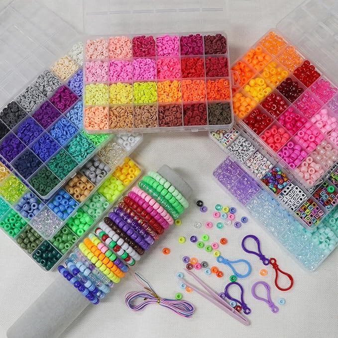 JULIMAIDONG 11500Pcs Pony Beads, Beads for Bracelets Making, Multi-Colored Hair Bead for Hair Braids, 144 Colors Kandi Friendship Bracelet Bead Jewelry Making Kits for Craft (144Color)