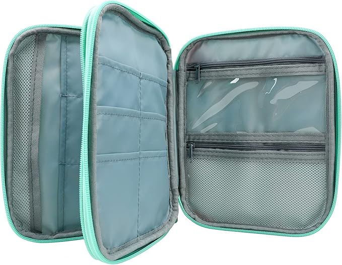 Knitting Needles Case Crochet Hooks Organizer Zipper Bag, Portable Travel Storage Pouch for Circular Knitting Needles, Crochet Hooks, Sewing Tools (Green Lily)