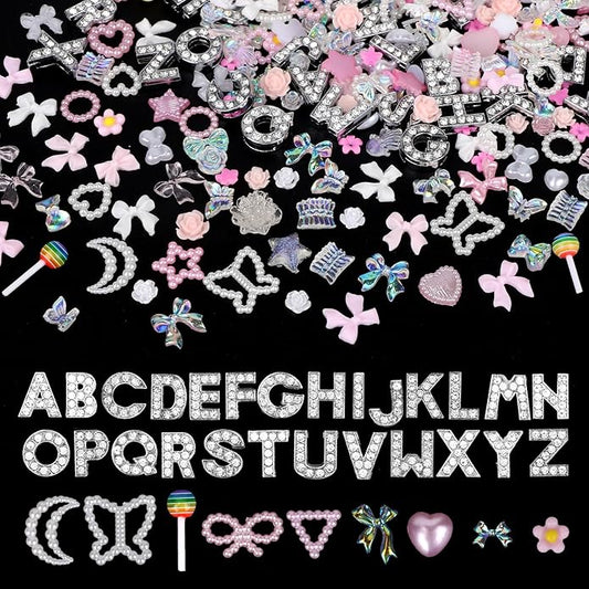 Junk Case Charms, Pink Phone Case Charms Letters Junk Decorations Kit for DIY Necklace Bracelets Jewelry Making Scrapbooking Crafts