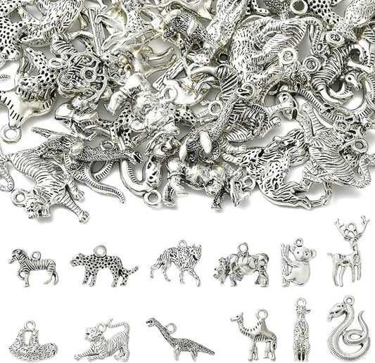 Antique Silver Cross Drink Insect Animal Theme Charms for DIY Jewelry Bracelet Necklace Earring Keychain Decor