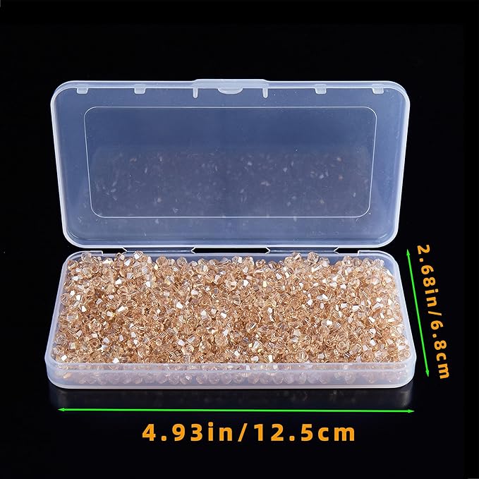 laopottbeads 1100pcs 4mm bicone crystal glass beads for jewelry making, sparkling mini beads for suncatchers, diy bracelets & craft projects (champagne silver)