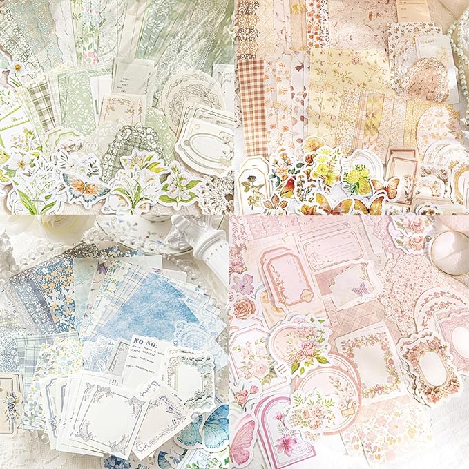 wmhanler 400 sheets scrapbook papers journaling stickers scrapbooking supplies kit junk journal supplies decorative craft stickers for planner, bullet journal collage card embellishment retro crafts