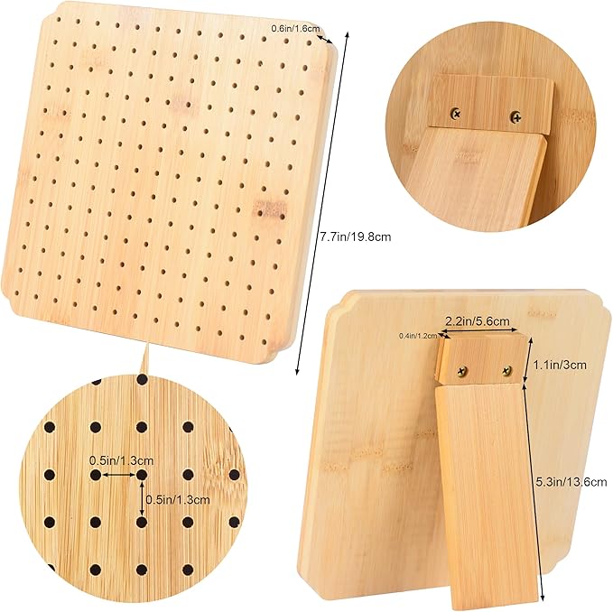 7.8" Crochet Blocking Board with 15 Pegs/Pins,Granny Square Blocking Board,Blocking Boards for Crochet Projects,crochet square blocking board,Wooden Crocheting Accessories Gifts for Crocheters.