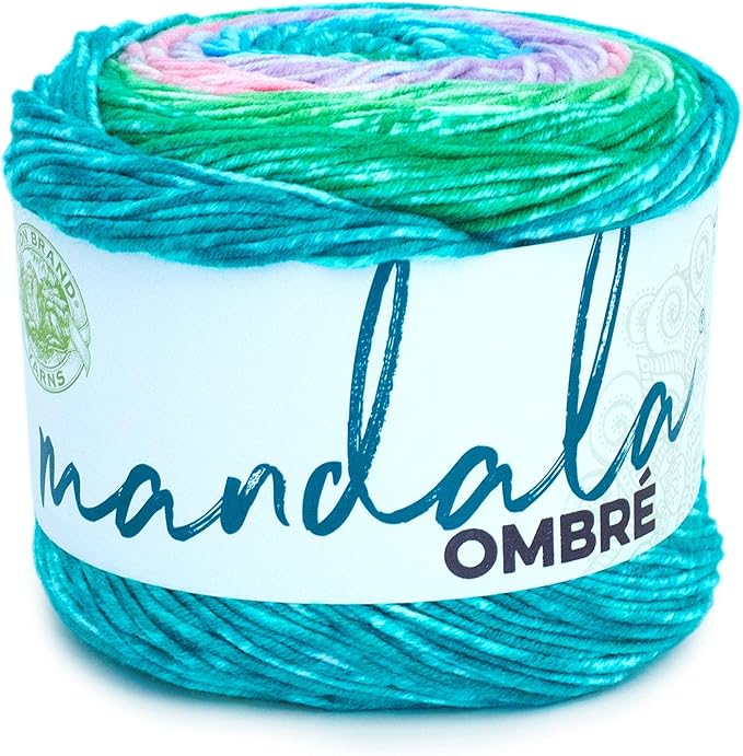 Lion Brand Yarn, Mandala Ombré Variegated Yarn for Crocheting, Knitting, and Crafts, Balance, 1 Pack, Soft, Acrylic Fiber for Cozy Blankets, Worsted Weight Sweaters and Colorful Shawls