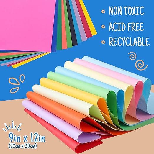 Craftzilla Arts and Crafts Kit for Kids – 11 Colored Masking Tape Rolls, 240 Sheets Construction Paper Assorterd Colors, Kid-Safe Scissors – All-in-One Kids Art Supplies Set - Arts and Craft Supplies