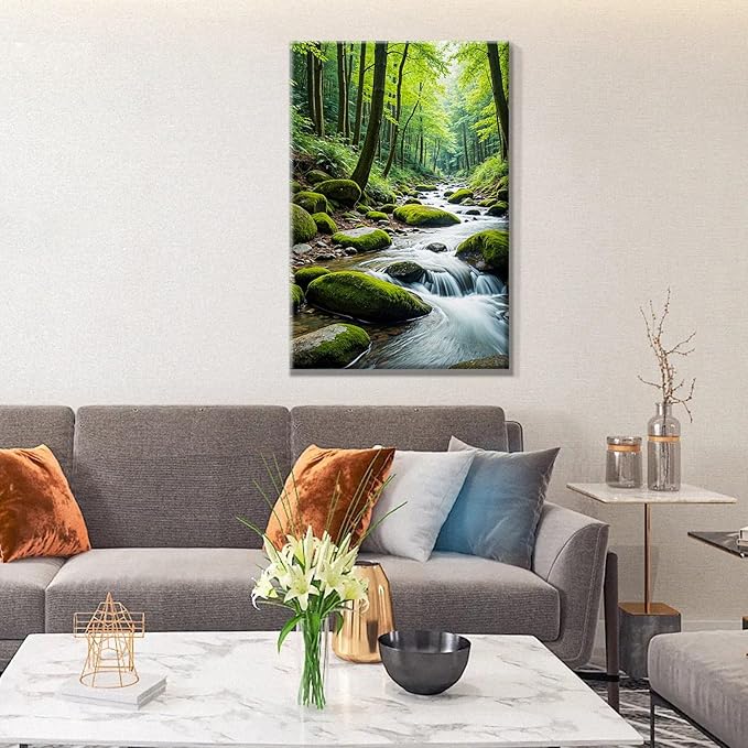 JOOZ Paint by Numbers Kit for Adults with Frame Landscape Paint by Number with Easel Forest Adult Paint by Number Kits Framed Canvas Tree Oil Painting Kits for Gift Home Wall Decor 8x12 Inch