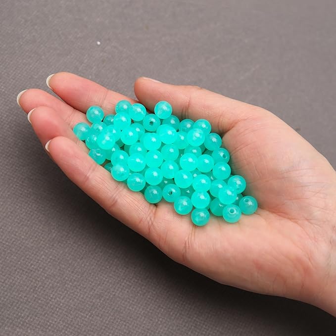 bonny boxx 1000pcs 6mm jelly peacock green acrylic round beads, smooth transparent acrylic balls, plastic resin gumball bubblegum chunky beads for necklace & bracelet making, crafting supplies