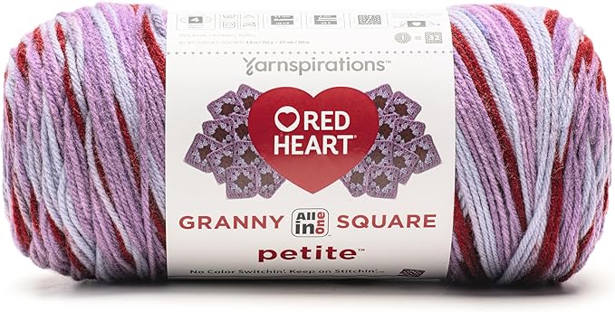 Red Heart All in One Granny Square Petite Primo Yarn - 3 Pack of 250g/8.8oz - 100% Acrylic - #4 Worsted (Medium) - 440 Yards - Knitting/Crochet