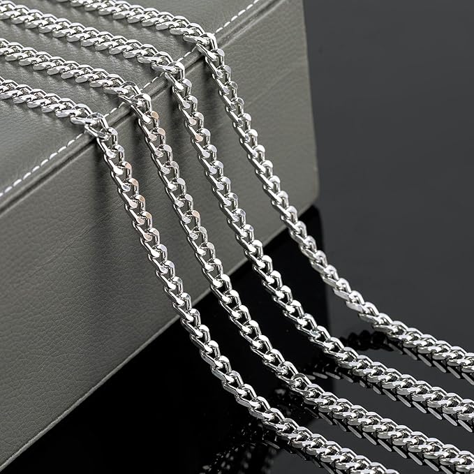YOUBEIYEE 33ft/10m Cuban Chain Spool - Light Silver Plated Aluminum Chains for Men and Women Necklace and Bracelet DIY Jewelry Supplies