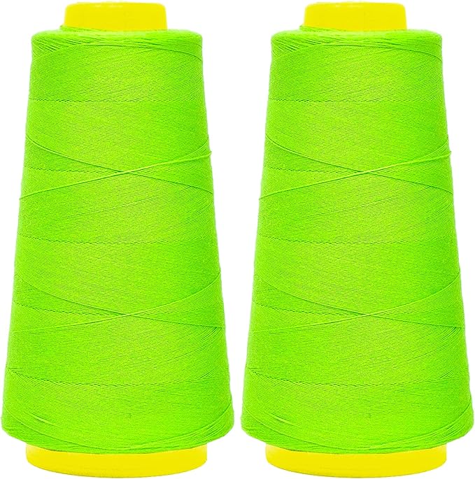 Mandala Crafts Lime Green Thread Cones for Machine and Hand Quilting - 2400 Yds 50 WT Multiple Purpose Mercerized 100% Cotton Threads for Sewing Machine Serger Embroidery