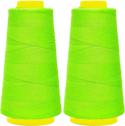 Mandala Crafts Lime Green Thread Cones for Machine and Hand Quilting - 2400 Yds 50 WT Multiple Purpose Mercerized 100% Cotton Threads for Sewing Machine Serger Embroidery