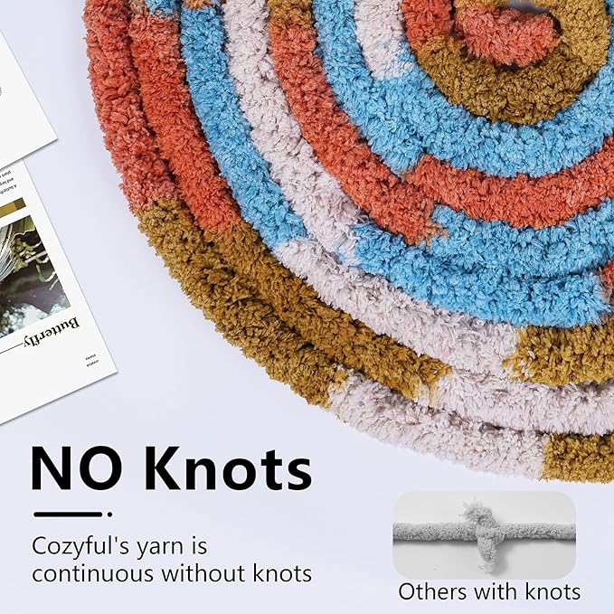 Chunky Yarn for Hand Knitting - #10 Chunky Chenille Blanket Yarn, Jumbo Big Thick Chunky Yarns for Crocheting, Tie Dye Bulky Knit Yarns, 8 Skein (25 yds 8 oz Each Skein), Orange&Mustard&Beige