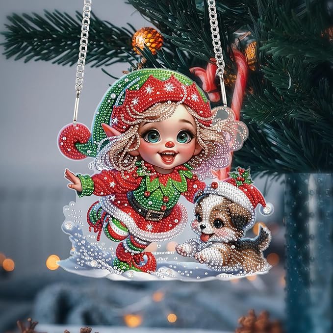 AiYuanzsh Diamond Painting Pendant Kit for Adults, 5D Special Shape Crystal Rhinestones Diamond Art Hanging Sign, Merry Christmas DIY Craft Door Window Wall Pendant Decoration Gift 24.2×23.8cm