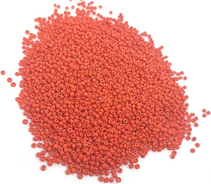 Perlin Glass Seed Beads 2mm 11/0 Round Mini Small Pony Beads 6500pcs for Making Earrings Bracelets Pendants Waist Jewelry DIY Handmade Opaque Color Kit (Orange Red)