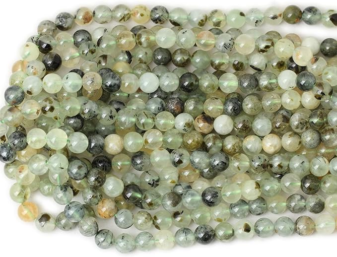 cheavian 45pcs 8mm natural prehnite gemstone smooth surface round loose beads for jewelry making 1 string 15 inches