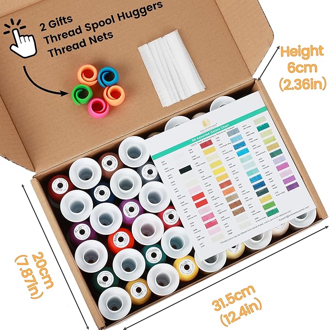New brothread 100% Frosted Matt Embroidery Machine Thread 52 Spools 40WT Each Spool 500M (550Y) Compatible with Brother Babylock Janome Singer Pfaff Bernina Embroidery Sewing Machine-Made