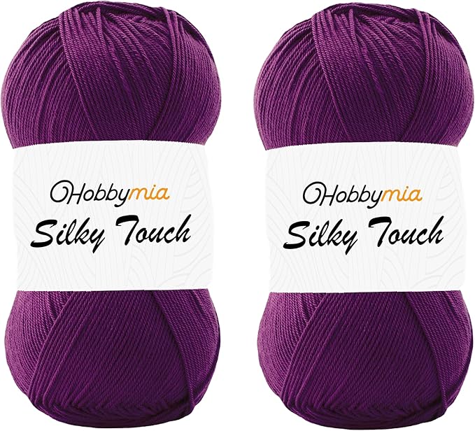 Silky Touch Acrylic Yarn - Soft Sport Weight Yarn for Crochet & Knitting - 100g / 383yds - 100% Microfiber Acrylic - Lightweight Fine Smooth Yarn(Purple - Cabbage Flower, 2 Skeins)
