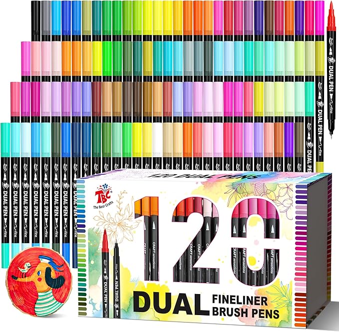 TBC The Best Crafts Dual Markers Brush Pens, 120 colors Art Marker Art Markers Gifts for Teens,Double Tip Colored Pen for Adult Coloring Books Coloring Writing
