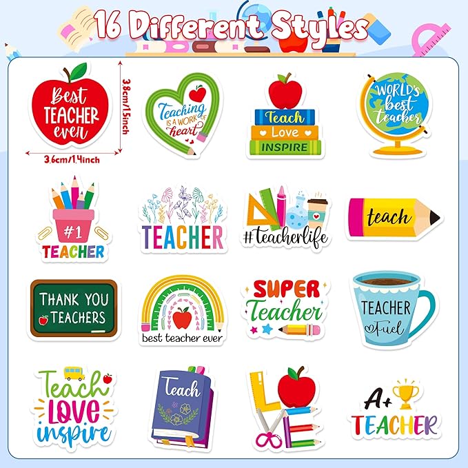beyumi thank you teacher sticker - 1000pcs thank you teacher stickers in 2 rolls waterproof teach love inspire appreciation decals for gift laptop bottle notebook computer classroom decor kids student