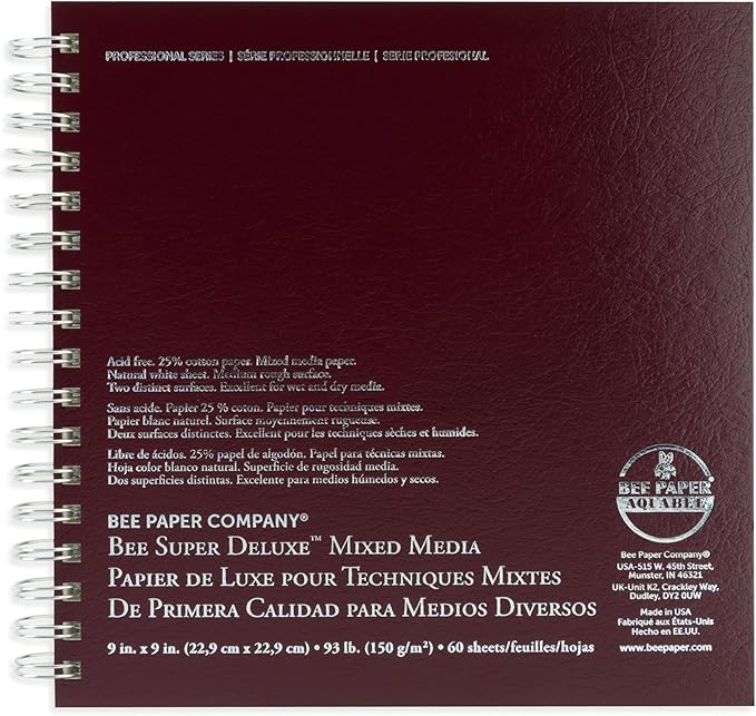 Bee Paper - 9"x 9" Super Deluxe Mixed Media Sketching Pad, 60 Sheets