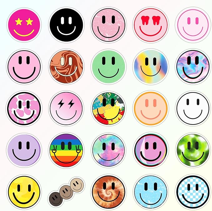 wercokt 100pcs smiling stickers, cute water bottle stickers for kids, for teaching rewards, notebooks, stationery, luggage, cartoon pvc happy sticker