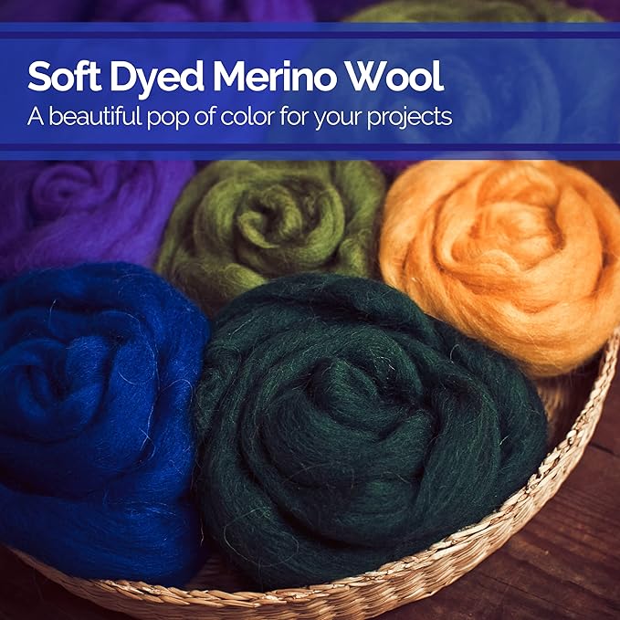 Revolution Fibers | Mixed Merino Wool Variety Pack - Countryside Drive | Perfect Wool Roving for Spinning, Rolags, Needle Felting, Wet Felting, Tapestry, Weaving and Crafting (Multicolored)