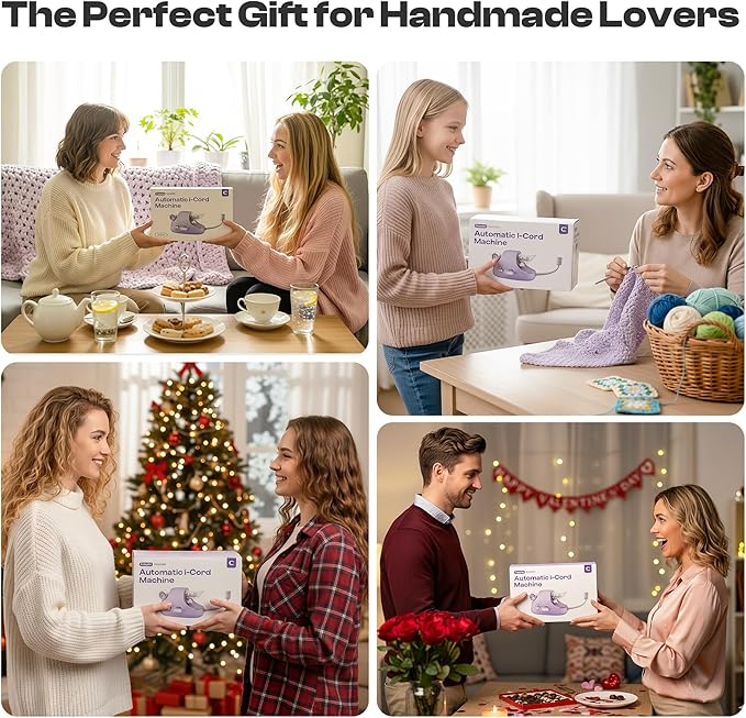 Caydo Automatic i Cord Knitting Machine Pro, Electric iCord Knitter for Fast DIY Handmade Crafts, Hands-Free Yarn Knitter to Make Flower Handicrafts & Romantic Gift, Ideal Present for Crocheters