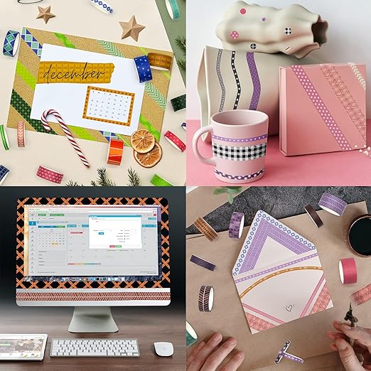 60 Rolls Washi Tape Set - Decorative Adhesive Masking Tape for Scrapbooking Supplies,DIY Crafts,Bullet Journals,Gift Wrapping,Party Decorations and Planners,Each Roll 5.4yd Total 328yd