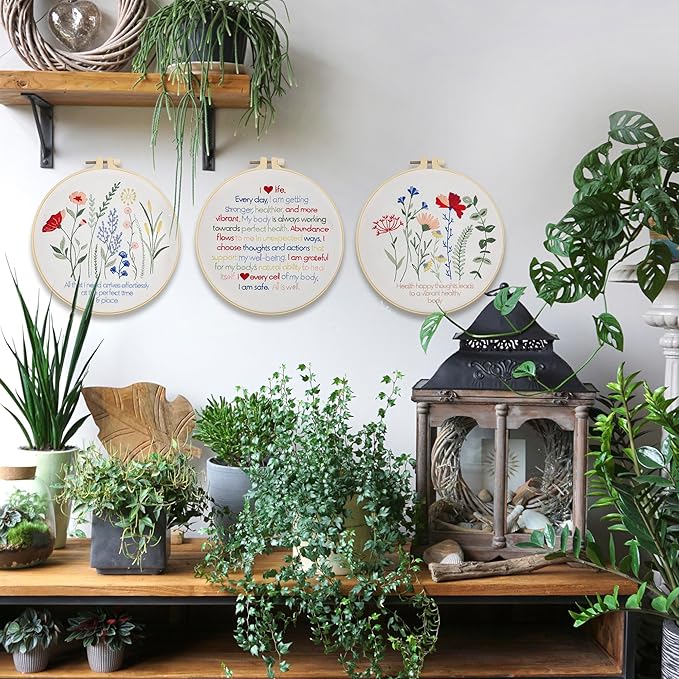 CRAFTILOO Embroidery Kits for Adults Hand Embroidery kit for Beginners with Stamped Embroidery Patterns Starter Embroidery Kit. Needlepoint kit Cross Stitch kit for Teens& Adults Flowers