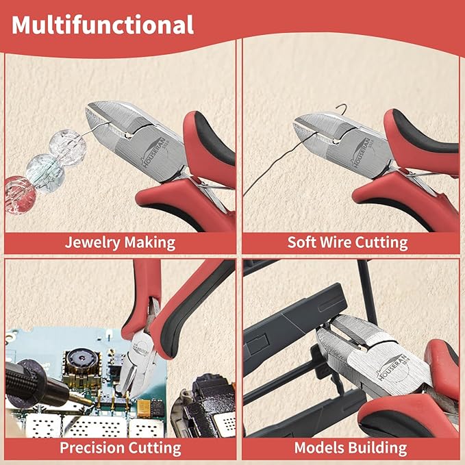 houseran wire cutters 4"-5 pack side cutters for jewelry making with spring loaded for diy, craft, repairing