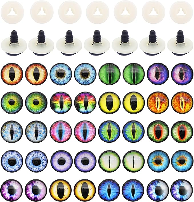 Julie Wang 20Pairs 10MM Dragon Safety Eye Plush Animal Crafts Making for Adult Artist Model Enthusiast Amigurumi Crochet Project DIY Supplies with Washer 0.39 inches