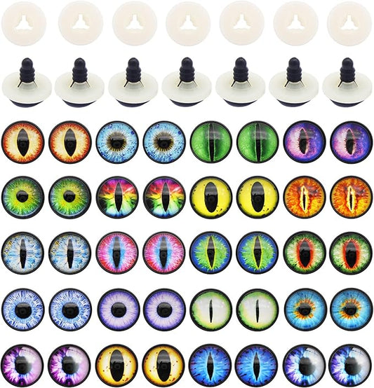 Julie Wang 40PCS 9MM Dragon Safety Eyes Animal Crafts Making Amigurumi Crochet Project DIY Supplies for Adult Artist Model Enthusiast with Washer 0.35inches