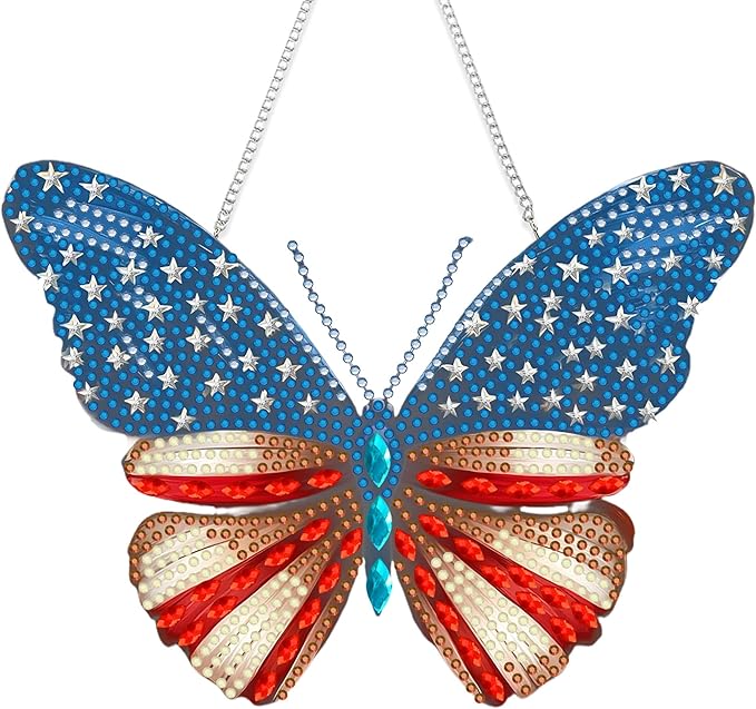 SKRYUIE Butterfly Hanging Diamond Art Kits for Adults Pendant Suncatcher, Special Shaped Crystal DIY Pearl Diamond Painting Kit, Gift for Mother Spring Summer Window Wreath Decor 4.96 x 7.91 Inch A2