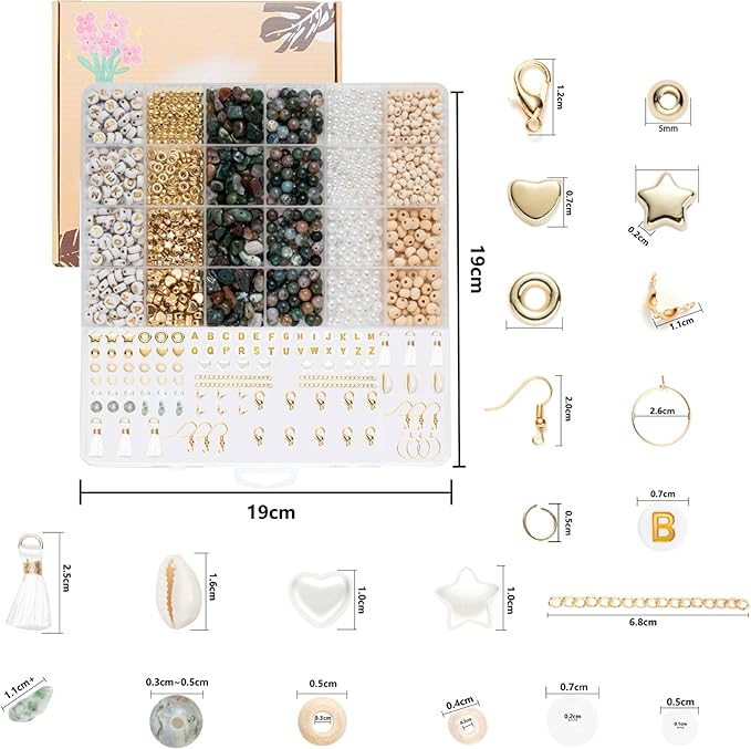 xylise jewelry making supplies kit natural stone beads for irregular natural stone with for diy craft bracelet necklace earrings for adults(agate)