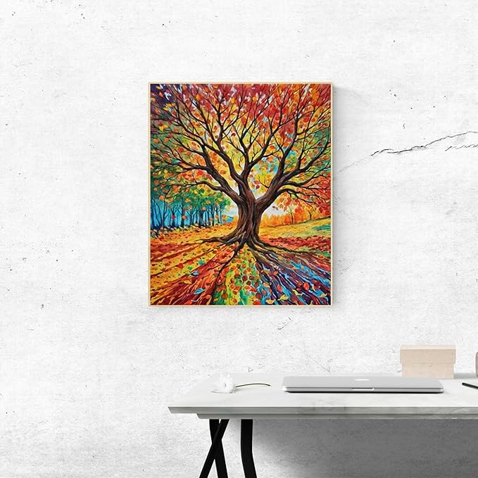 ldazao Tree of Life Paint By Numbers Kit for Adults Beginner DIY Painting Kits for Adults Stained Glass Easy Paint By Number Acrylic On Canvas Drawing Colorful Paintworks Artwork 16 X 20 Inch