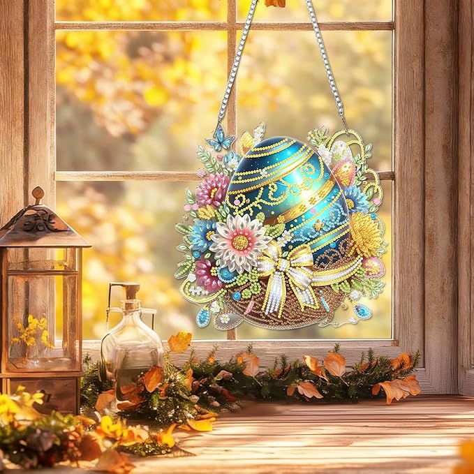 BAWKENTON Easter Egg Hanging Diamonds Art kit for Adult, DIY Diamonds Painting Art Kit, 8.66x8.43 inch Acrylic Diamonds Painting Board Kit Ornament, Special Crystal Diamond Hanging Ornament
