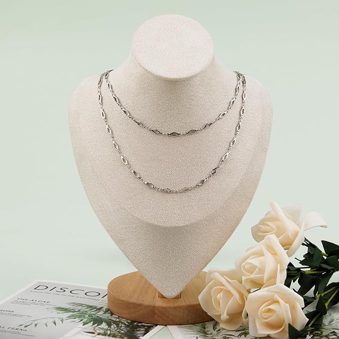 YOUBEIYEE 13 Feet Stainless Steel Chain for Jewelry Making Hollow Rhomboid Link Chain Necklace DIY for Women and Men Jewelry Making Chains Bulk