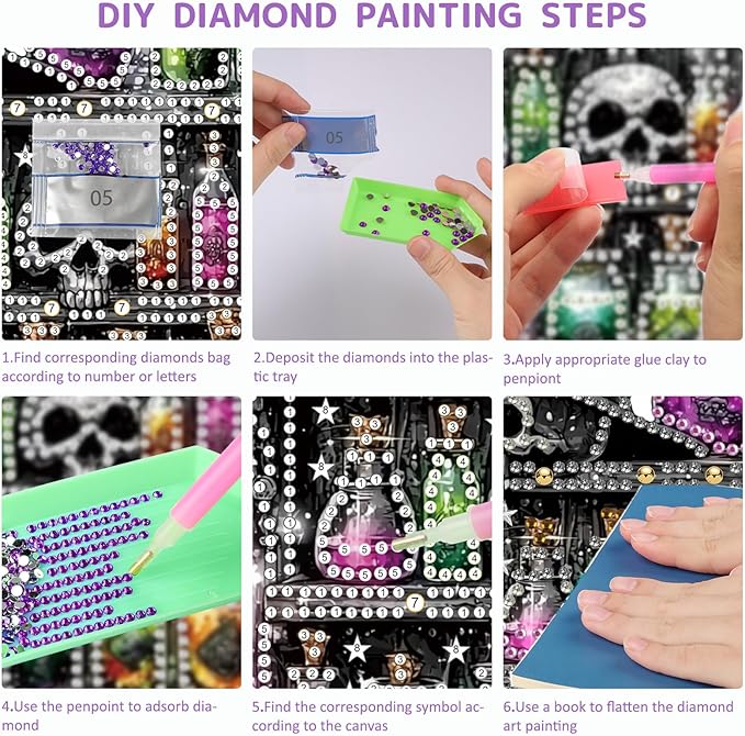 SENQAO Halloween Diamond Art Hanging Kits for Adults Beginners, DIY Acrylic 5D Special Shaped Crystal Diamond Gem Art Painting Hanging Ornament for Home Wall Decor and Gift（Magic Potion Skull）